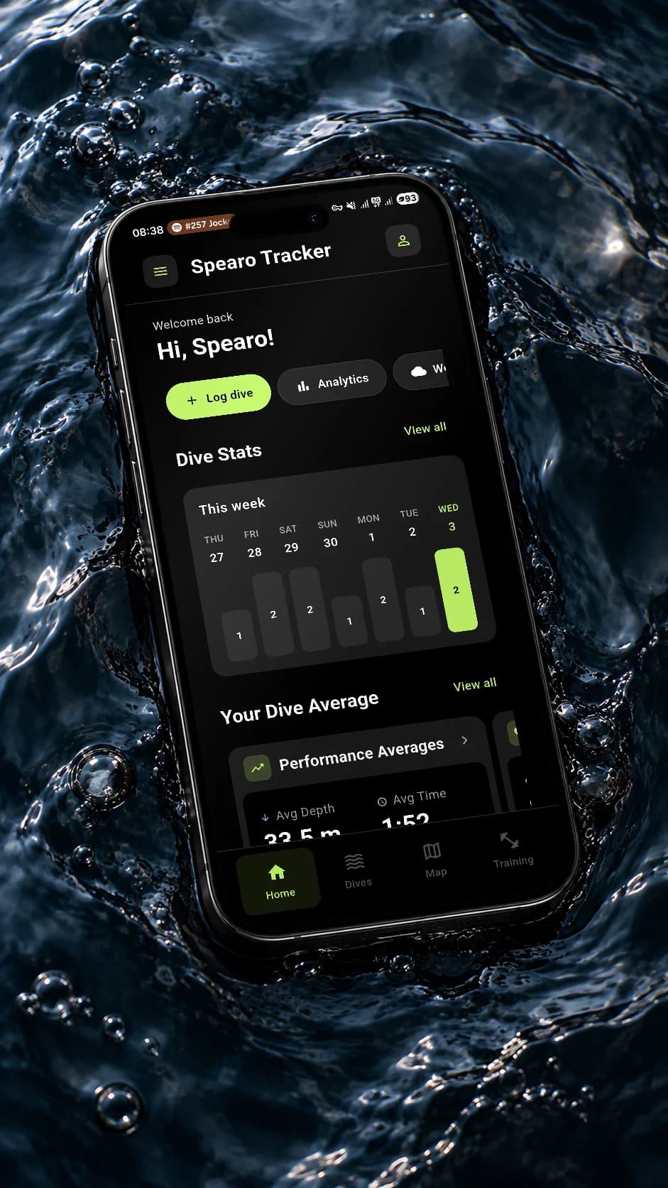 Spearo Tracker on a device